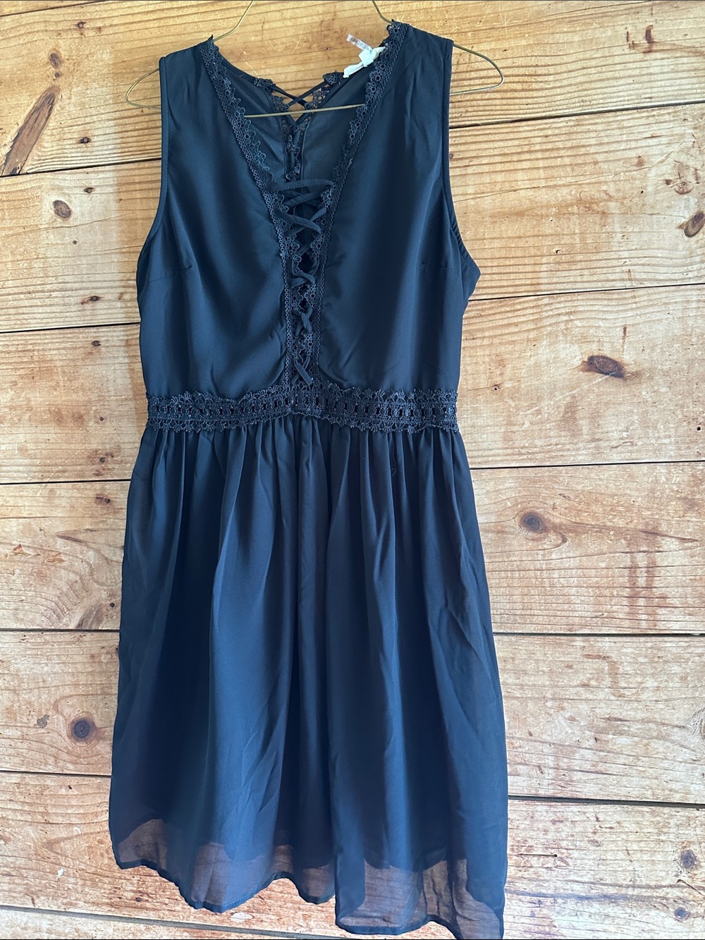Entro Black Lace-Detail Sleeveless Dress